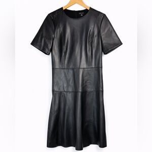 Ann Taylor EUC Black Faux Leather Dress